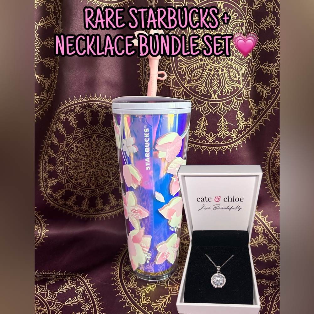 RARE & NEW Starbucks cherry blossom cup with Cate & Chloe Necklace💗